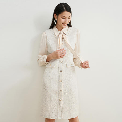 EITIE爱特爱新款小香风别致轻奢高腰连衣裙6807501 商品图1