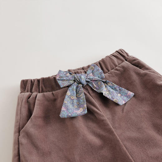 【马克珍妮 芦芙】新款秋冬装 蝴蝶结丝绒保暖加绒裤221809 商品图3