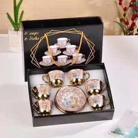 【宠粉福利】欧式电镀陶瓷咖啡杯6杯6碟套装
