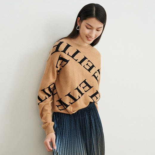 EITIE爱特爱秋冬新款时尚洋气修身圆领打底针织衫女套头6801508 商品图7