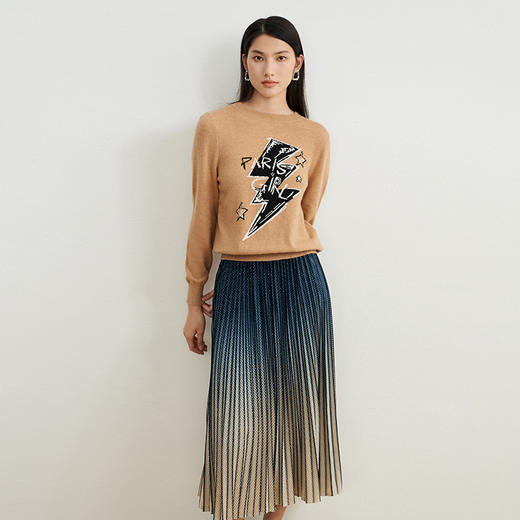 EITIE爱特爱冬季新款优雅气质刺绣打底针织衫6801509 商品图7