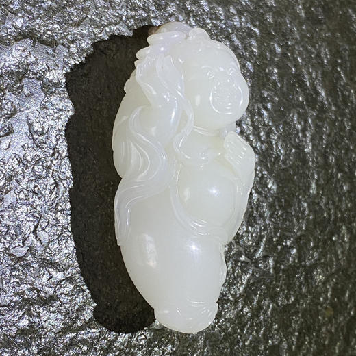 和田玉（白玉）籽料挂件--一刘海戏金蟾76.45g 商品图1