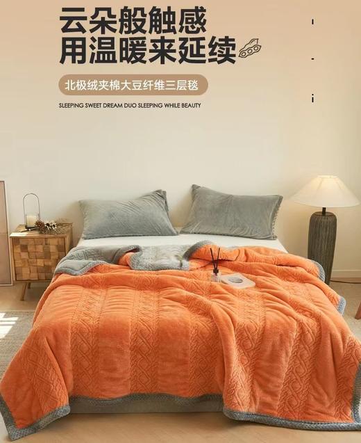 冬季盖毯子床上用单双人三层复合绒毛毯加厚保暖牛奶绒 ，适合宝宝、女士、男士，老人使用， 商品图0