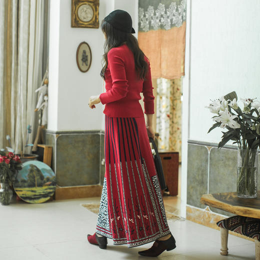 【林栖设计小店】【现货】2022秋冬新品原创复古收腰显瘦百搭打底针织毛衣女上衣 1924159 商品图2