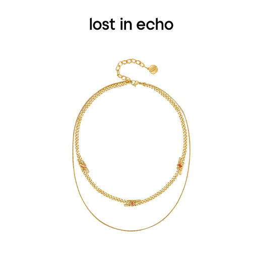 lost in echo 双层锆石登山扣装饰链条项链 商品图1