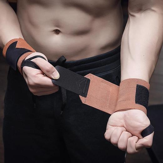 牛皮护腕健身加压助力带硬拉防滑耐磨卧推手腕带力量训练 商品图3