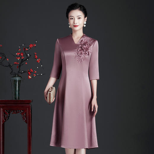 JC-LT5250新款婚礼妈妈装礼服结婚喜婆婆婚宴连衣裙平时可穿春秋装 商品图0