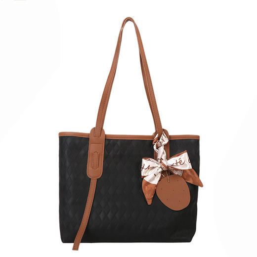 新款大容量包包女秋2022新款质感休闲单肩包女生纯色丝巾洋气托特包 商品图4