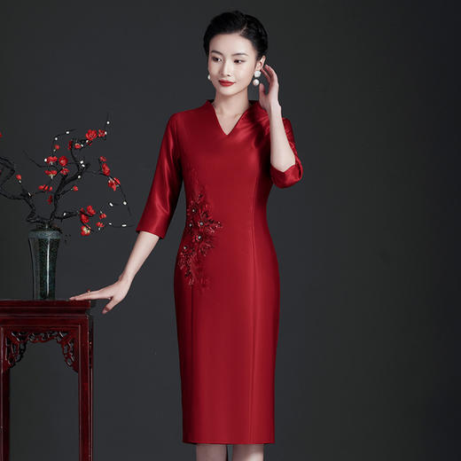 JC-JY5238结婚婚礼服高贵喜婆婆婚宴装年轻款大码连衣裙 商品图2