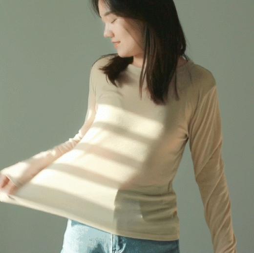 热卖！【超值2件】BIMO碧茉 蚕丝蛋白 水面膜 圆领打底衫  百搭基础款 遮肉显瘦 慵懒温柔 轻柔高弹 8色可选 商品图2