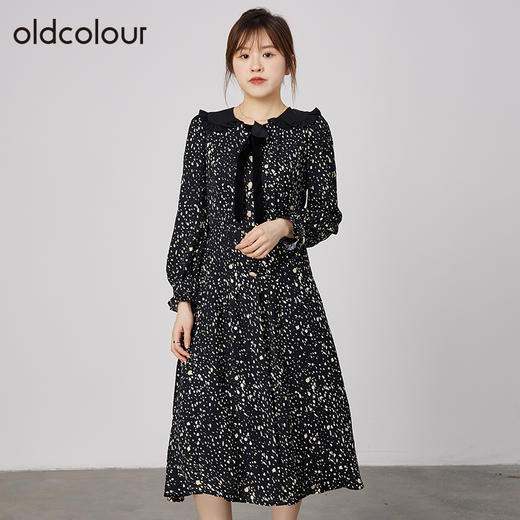 oldcolour2021秋商场同款娃娃领碎花宽松显瘦减龄连衣裙N33103399 商品图0