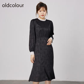 oldcolour春秋商场同款温柔气质灯笼袖长袖连衣裙N33103505