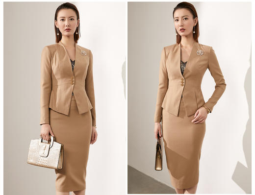 J20304561A 颈袖添香秋冬装新款修身女士气质时尚名媛长袖职业包臀套装 商品图3