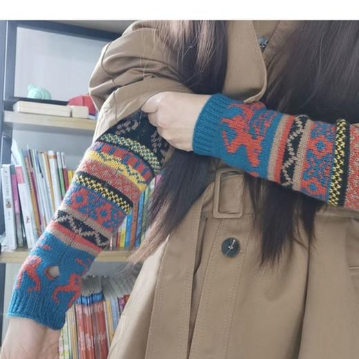圣诞小鹿羊绒手套无指洞秋冬天女假袖子护肘送女友的好袖套 商品图7
