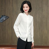 ASE-3392重磅真丝衬衫女长袖宽松职业百搭简约气质风琴褶衬衣秋桑蚕丝上衣 商品缩略图4