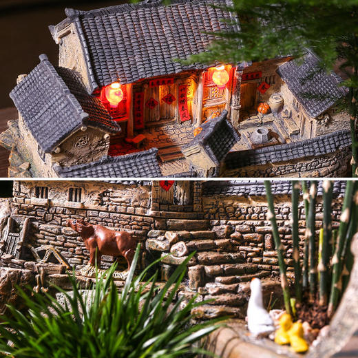 【烟雨江南】中式禅意复古花盆造景盆器桌面微景观室内盆栽文竹菖蒲盆景植物盆 商品图6