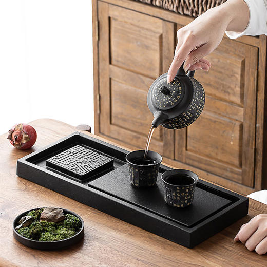 乌金石茶盘功夫茶具套装茶台家用办公室茶托盘蓄排水式干泡台茶海 商品图3