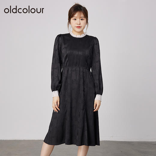 oldcolour春秋商场同款温柔气质灯笼袖长袖连衣裙N33103505 商品图2