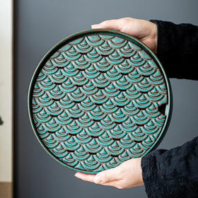 圆形茶盘家用简易陶瓷功夫茶具干泡盘小型储水式沥水干湿两用茶台