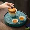 圆形茶盘家用简易陶瓷功夫茶具干泡盘小型储水式沥水干湿两用茶台 商品缩略图3