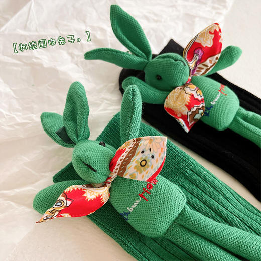 欧货爆款!春季BV绿立体刺绣玩偶兔袜子女外穿小皮鞋显瘦JK堆堆袜 商品图4