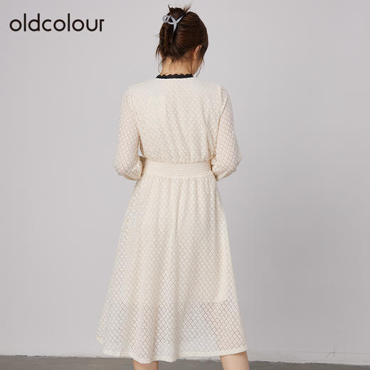 oldcolour2021秋商场同款纯色简约气质高腰显瘦连衣裙N33103398 商品图3