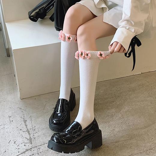 复古立体针织花朵袜子女长筒袜ins潮网红款个性玫瑰花小腿袜高筒 商品图6