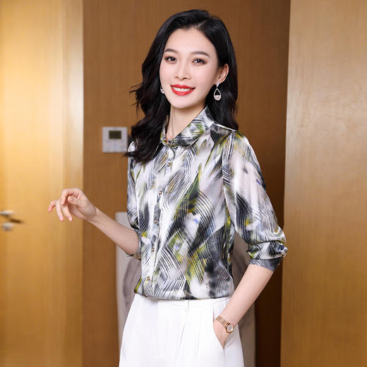ASE-9208时尚优雅气质印花女士衬衫 商品图3