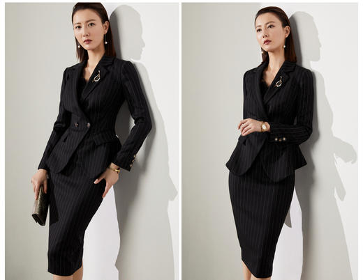 “金融街女王”颈袖添香-套裙-J20404598A  颈袖添香秋冬新款时尚经理职业装气质女神范商务正装套装裙 商品图3