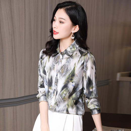 ASE-9208时尚优雅气质印花女士衬衫 商品图1