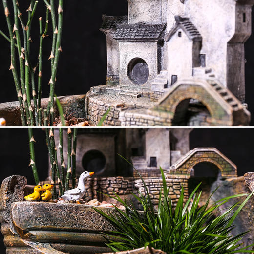 【烟雨江南】中式禅意复古花盆造景盆器桌面微景观室内盆栽文竹菖蒲盆景植物盆 商品图9