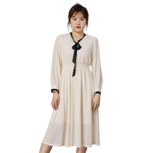 oldcolour2021秋商场同款纯色简约气质高腰显瘦连衣裙N33103398 商品图4