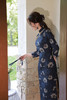 秋季新款，长袖单层棉麻复古深色日常花边旗袍XL-899 商品缩略图4