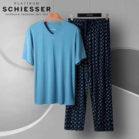 【超细莫代尔】SCHIESSER 德国舒雅铂雅高端超细莫代尔短袖长裤家居套装99/19534H