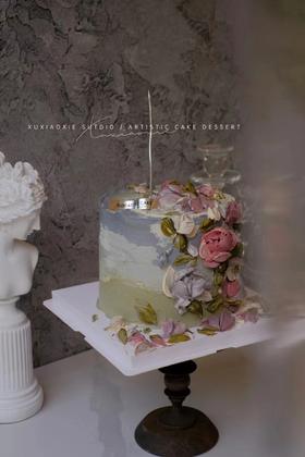 奶油霜刮刀花莫奈主题（4层胚3层夹心，水果默认火芒）务必提前三天预订