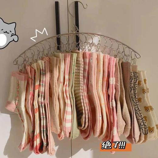 衣架不锈钢袜架晒袜子神器多夹子衣架家用宿舍晾衣架袜架防风衣夹 商品图1
