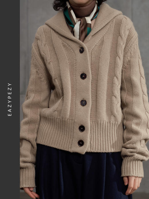 EAZYPEZY 2022AW 唐顿庄园2.0青果领羊绒羊毛开衫外套 商品图0