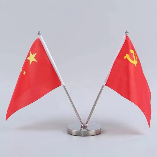 大字牌V型不锈钢双杆旗座车用伸缩旗杆台旗办公桌旗座签约旗/谈判旗座签字旗1套 商品图0