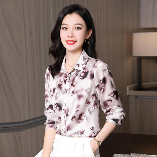 ASE-9205印花立领气质优雅女士衬衫 商品图0