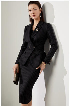 “金融街女王”颈袖添香-套裙-J20404598A  颈袖添香秋冬新款时尚经理职业装气质女神范商务正装套装裙