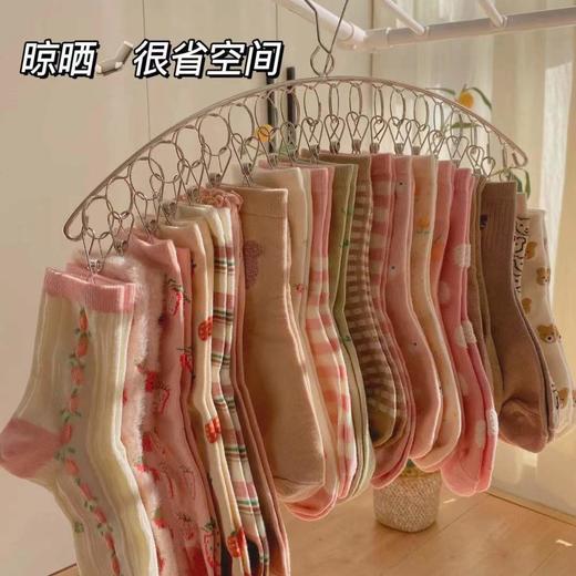 衣架不锈钢袜架晒袜子神器多夹子衣架家用宿舍晾衣架袜架防风衣夹 商品图2