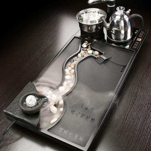 家用整块乌金石茶盘套装功夫茶具全自动电磁炉雾化流水泡茶台 商品图4