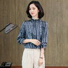 ASE-3397重磅真丝衬衣定货复古木耳边立领竖条纹桑蚕丝长袖真丝女衬衫 商品缩略图5