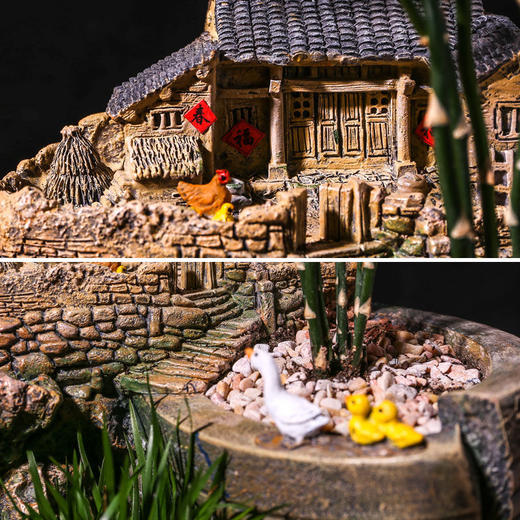 【烟雨江南】中式禅意复古花盆造景盆器桌面微景观室内盆栽文竹菖蒲盆景植物盆 商品图8