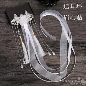 Lolita古典发饰头饰配饰女发夹边夹顶夹飘带古风古装汉服流苏对夹