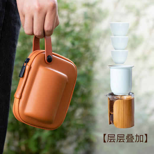 祥福乐游旅行茶具套装一壶三杯便携车载陶瓷套组带包旅游功夫茶具套组 商品图4