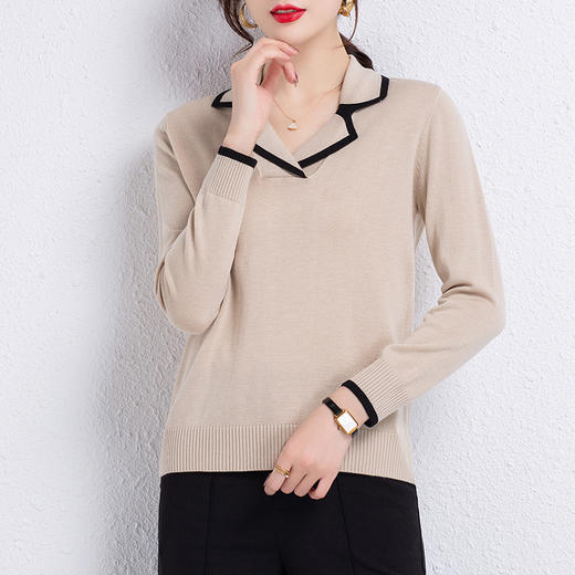 小西装领薄款毛衣，内搭翻领打底针织衫CC-101-26023 商品图1