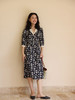 HeyDress郁金香印花连衣裙女秋季法式复古撞色V领高腰优雅风裙子 商品缩略图4