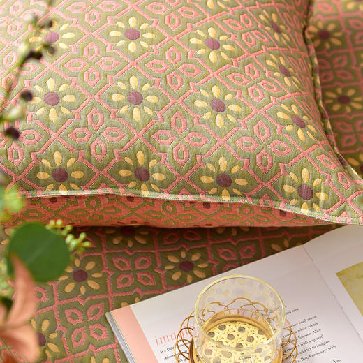 粉绿小花双面沙发巾防滑四季沙发盖巾 商品图2