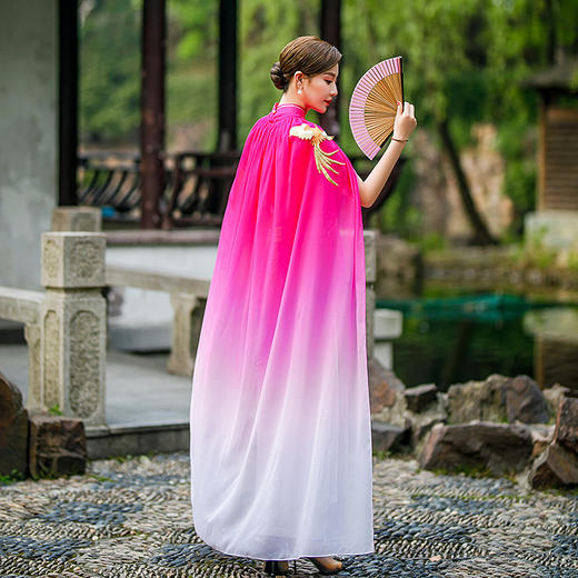 新款中国风渐变色旗袍改良连衣裙年轻少女走秀演出服YHY200907 商品图1
